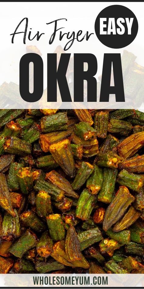 Air Fryer Okra Frozen Okra Recipes, Cooking Okra, Air Fryer Okra, Cook Okra, Keto Veggie Recipes, How To Cook Okra, Okra Recipe, Easy Air Fryer Recipes, Air Fryer Recipes Vegetarian