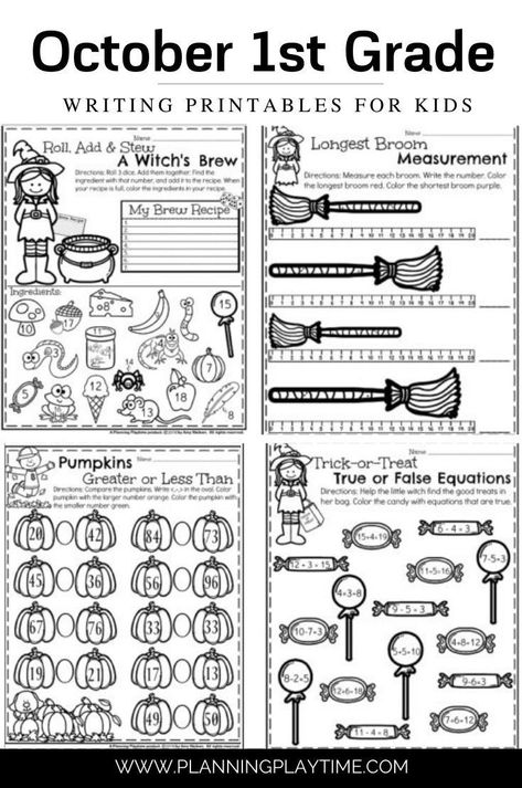 October First Grade Worksheets: fun Halloween learning activities. Halloween Learning Activities 1st Grade, Halloween 1st Grade Activities, October Homeschool Activities, October Homeschool Themes, 1st Grade Fall Activities, October Activities For Kids Elementary, Halloween Activities First Grade, Halloween First Grade Activities, Halloween First Grade