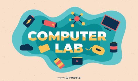 Computer Subject, School Computer Lab Design, Computer Lab Posters, Computer Lab Design, School Computer Lab, Classroom Visuals, Illustration Computer, Teachers Day Celebration, Project Cover Page