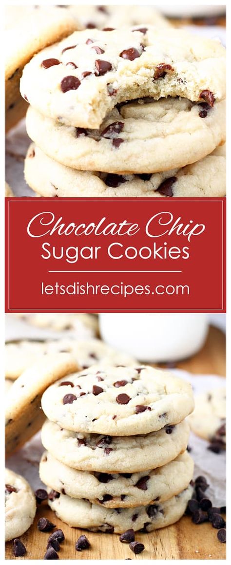 Chocolate Chip Sugar Cookies | Let's Dish Recipes Chocolate Chip Sugar Cookies, Soft Gingersnap Cookies, Chocolate Chip Shortbread Cookies, Miniature Chocolate, Sugar Cookie Mix, Toffee Cookies, Buttery Cookies, Sugar Cookie Dough, Holiday Cookie Recipes