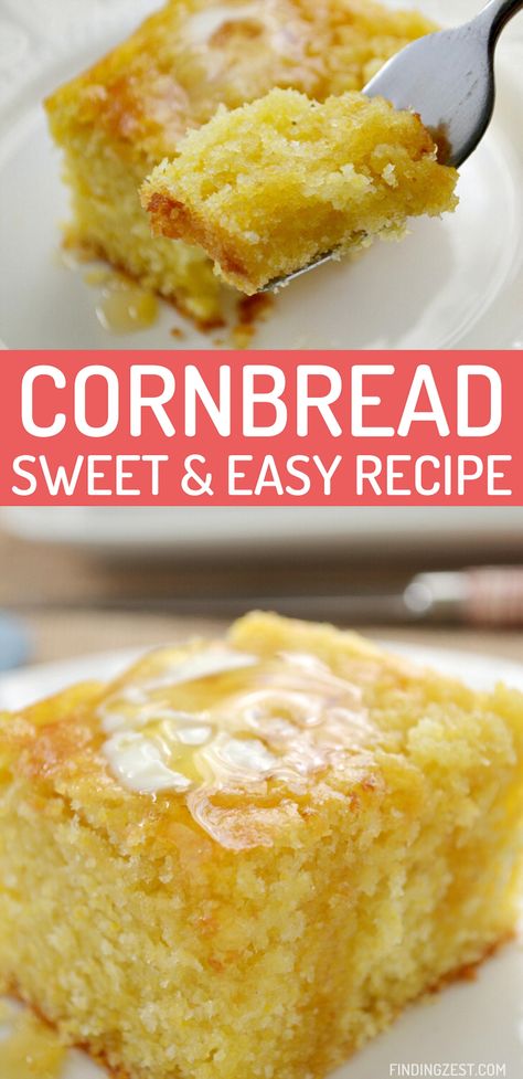 Whip up a batch of this easy cornbread that promises to be the star of your next meal. With a perfect balance of sweetness and a golden, crispy crust, this recipe is a must-try for both beginners and seasoned bakers. Whether you're serving it alongside a hearty chili or enjoying it with a pat of butter, this cornbread is sure to satisfy. Ready in no time, it's the perfect addition to your comfort food collection. Easy Sweet Cornbread, Buttery Cornbread Recipe, Cornbread Recipe From Scratch, Cornbread From Scratch, Sweet Cornbread Recipe, Brownies Ideas, Barbecue Dishes, Buttery Cornbread, Sweet Easy Recipes