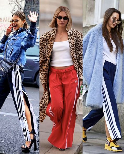 Street Style Sweatpants Outfit, Sporty Outfits Summer Casual, Red Athleisure Outfit, Pink Track Pants Outfit, Red Track Pants Outfit, Track Pants Street Style, Summer Errands Outfit, Sport Chic Outfit, Adidas Track Pants Outfit