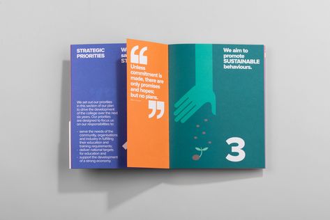 Strategic Plan Design, College Brochure, 보고서 디자인, Colour Illustration, Strategic Plan, Brochure Inspiration, Page Layout Design, Annual Report Design, Data Design