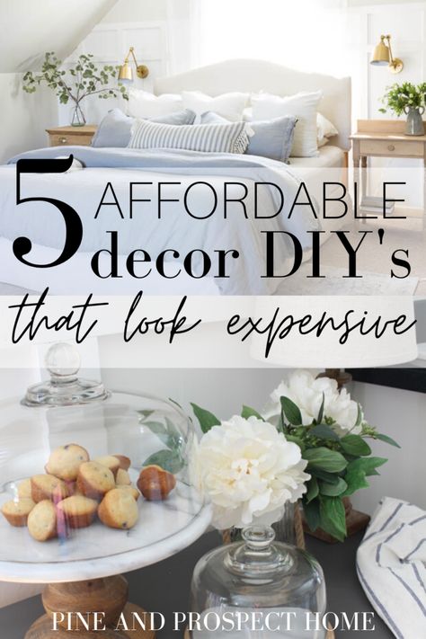 5 Affordable Decor DIY's that Look Expensive - Pine and Prospect Home Diy Expensive Looking Decor, Pine And Prospect Home, Pine And Prospect, Marble Cake Stand, Weathered Wood Finish, Diy Headboard Upholstered, Cottage Style Home, Look Expensive, Farmhouse Ideas