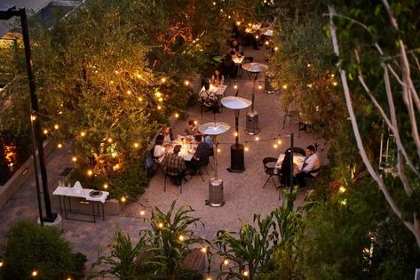 Restaurants Outdoor Seating, Mother Tongue, Family Style Dinner, Los Angeles Restaurants, Outdoor Dinner, Front Patio, Garden Cafe, Outdoor Restaurant, Beer Garden