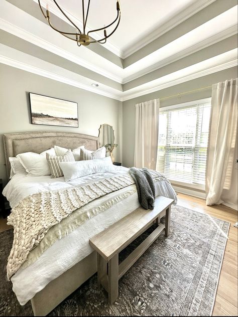 Double Tray Ceiling Ideas, Bedroom Tray Ceiling, Tray Ceiling Bedroom, Tray Ceiling Ideas, Double Tray Ceiling, Tray Ceilings, Trey Ceiling, Open Floorplan, Ceiling Detail