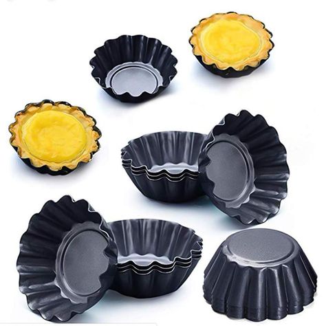 dgaf&bae 12 x tartlets, tartelette moulds, 6.5 cm, mini tart mould, carbon steel, egg cake mould, black: Amazon.de: Küche & Haushalt Mini Tart Pans, Mini Cake Pans, Pizza Cake, Tart Molds, Torte Cupcake, Pudding Mold, Cupcake Mold, Tart Baking, Muffin Cake