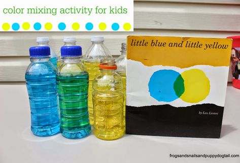 Little Blue and Little Yellow color mixing activity from FSPDT Yellow Activities, Color Mixing Activities, Letter Learning Activities, Letter Learning, Preschool Colors, Science Activities For Kids, Science Ideas, Preschool Science, Preschool Books