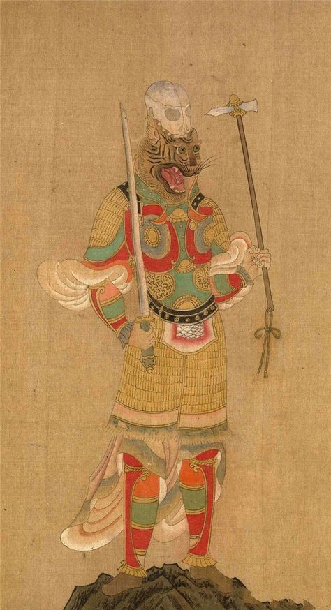 a historical drawing depicting tang dynasty full body armour with a mingguang breastplate. it is colorful armour and the art style is exaggerated in typical ancient chinese artistic styles. Tang Dynasty Armor, Tang Dynasty Art, Tang Dynasty Painting, Types Of Armor, Asian Artwork, Before The Flood, Body Armour, Historical Armor, Chinese Astrology