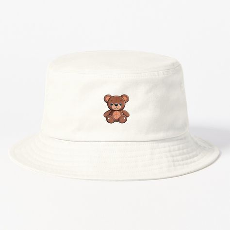 Get my art printed on awesome products. Support me at Redbubble #RBandME: https://www.redbubble.com/i/bucket-hat/Cute-plush-teddy-bear-by-cheerfuledition/154641544.95SI6?asc=u Teddy Bear Bucket Hat, Bear Bucket Hat, Bucket Hat Design, Teddy Bear Plush, Cute Plush, Hats For Sale, Flats Top, Hat Designs, Bucket Hat