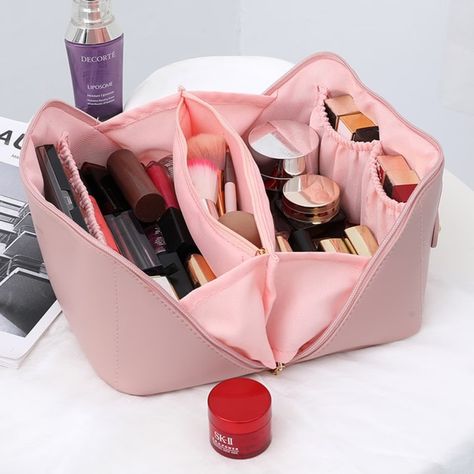 Cosmetic Makeup Bag Bridesmaid Gift Personalized Large - Etsy Make Up Cases, Makeup Bag Leather, Toiletries Storage, Multi Pouch, Travel Bag Essentials, Vegan Bag, Leather Toiletry Bag, Womens Designer Handbags, Women Cosmetics