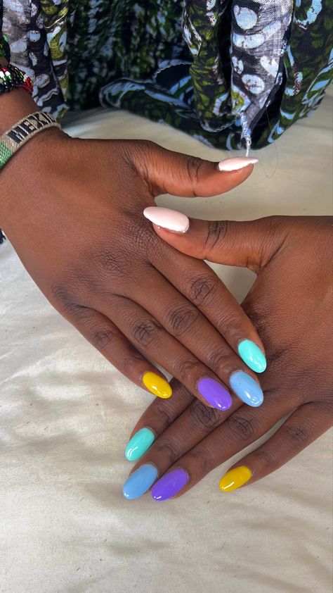 Summer Nails, Colourful Nails, Different colours, Colour Nails on Black women, natural nails, Gel nails Colourful Summer Nails, Nails On Black Women, Nails Colourful, Natural Nails Gel, Nails Aesthetics, Colourful Nails, Nails Gel Nails, Nails Gel, Different Colours