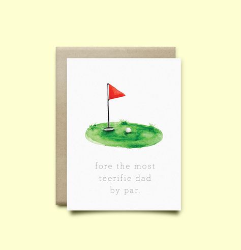 Aesthetic Fathers Day Card, Funny Fathers Day Cards, Dad Jokes For Fathers Day, Funny Dad Cards, Dad Jokes Fathers Day, Father’s Day Cards, Golf Watercolor Card, Father’s Day Golf Craft, Father’s Day Watercolor Card