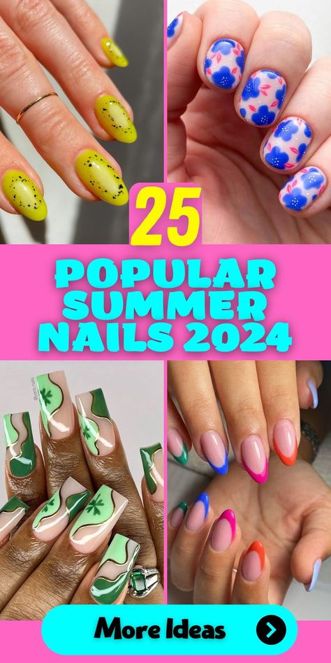 Most Popular Nail Colors for Summer 2024.Discover the most popular nail colors for 2024, where summer hues like sunny yellow, ocean blue, and earthy green dominate the palette. These colors offer a vibrant contrast to the colors for March, transitioning from the soft pastels of spring to the bold and bright shades of summer. Whether you opt for a gel manicure or traditional polish, these colors are sure to make a statement. Popular Summer Nails, Nail Colors For Summer, Short Almond Shaped Nails, Yellow Ocean, Best Summer Nail Color, Popular Nail Colors, Earthy Green, Finger Nails, Gel Top Coat