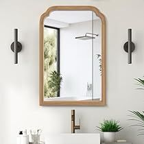 Wood Mirror Bathroom, Farmhouse Bathroom Mirrors, Arch Wall Mirror, Arch Wall, Rustic Wood Frame, Entryway Living Room, Bedroom Vanity, Bathroom Mirrors, Wood Bathroom