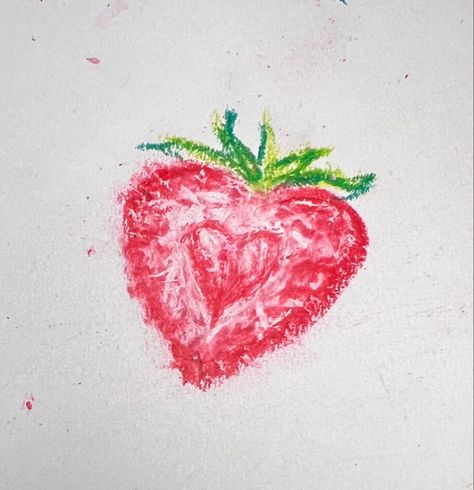 art Strawberry Drawing, Strawberry Heart, Crayon Heart, Art And Craft Videos, Oil Pastel Art, Oil Pastel Drawings, Heart Drawing, Crayon Art, Arte Sketchbook