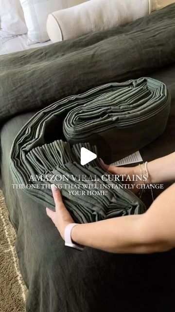 Paola Medina on Instagram: "✨AMAZON FINDS: comment “REA29” for links! To get the look of these designer inspired custom curtains: • Triple pleat • Memory shape • Several colors available. As shown: Hunter Green • Lining type as shown: Black out Bedroom refresh Affordable curtains Organic modern Home hacks Home decor tips Interior design inspiration Home decor #amazonhome #amazonfinds #lovemypotterybarn #homehacks #organicmodern #cljsquad #myparachutehome #customcurtains #bedroomstyling #twopageshome #ltkhome #twopagescurtains" Green Curtains Living Room Ideas, Black Curtains Bedroom, Green Curtains Living Room, Green Curtains Bedroom, Affordable Curtains, Blackout Curtains Bedroom, Drapes And Blinds, Woven Wood Shades, Scandinavian Bedroom