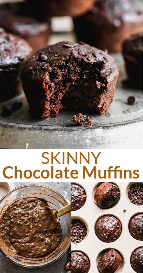 Simple Healthy Baking, 100 Calorie Chocolate Muffins, Healthy Chocolate Chocolate Chip Muffins, Healthy Chocolate Muffins Easy, Healthy Brownie Muffins, Healthy Choc Muffins, Healthier Chocolate Muffins, Low Cal Chocolate Muffins, Choc Muffins Recipe