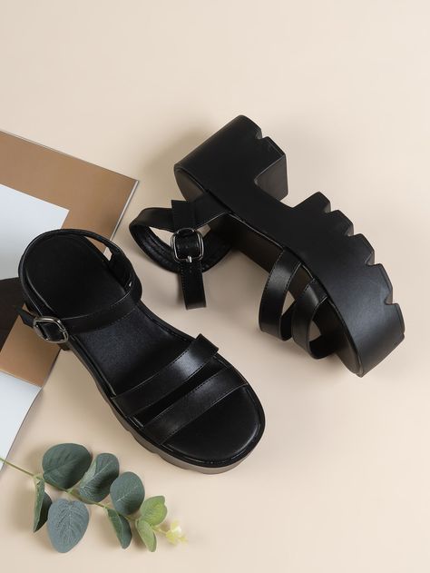 Platform Sandals Outfit, Girls Shoes Teenage, Cute Shoes Heels, Black Platform Sandals, Fashion Shoes Sandals, Sandals Outfit, Strap Sandals Women, Only Shoes, Black Sandals Heels