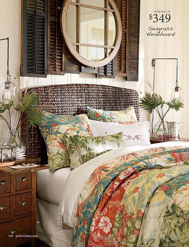 Color Outside the Lines: TUESDAY: Inspiring Spaces by Pottery Barn? Tropical British Colonial Interiors, Caribbean Bedroom, British Colonial Bedroom, British Colonial Interiors, West Indies Decor, Tropical British Colonial, Colonial Bedroom, British Colonial Decor, Tropical Interior