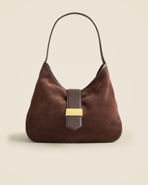 J.Crew: Berkeley Suede And Leather Shoulder Bag For Women Fall Bags, Suede Purse, Suede Handbags, Brown Shoulder Bag, Brown Purses, Bag For Women, Hobo Bag, Shoulder Handbags, Sneaker Boots