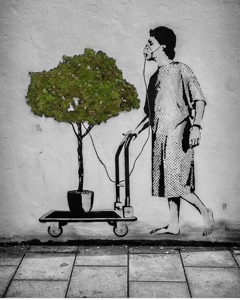 Banksy - Trees Street Art Utopia, Urbane Kunst, Street Art Banksy, Banksy Art, Charcoal Drawings, Amazing Street Art, Street Art Graffiti, Anatomy Art, Land Art