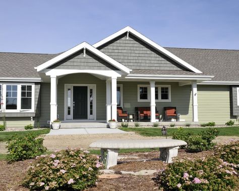 Exterior Ranch Homes Design, Pictures, Remodel, Decor and Ideas Exterior Ranch Remodel, Ranch Home Designs, Exterior Ranch Homes, Front Porch Addition, Porch Design Ideas, Ranch House Designs, Ranch House Exterior, House Front Porch, Ranch Remodel