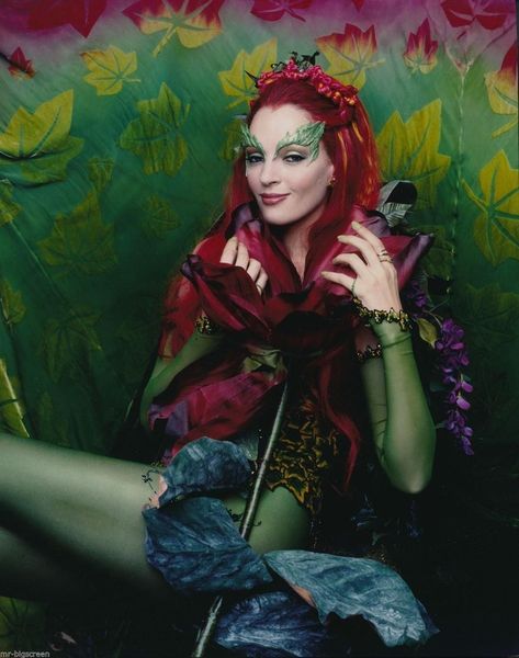 For sale is this original gallery photo of UMA THURMAN as POISON IVY from BATMAN & ROBIN. It measures 8  x 10  and is in excellent condition. What looks like white particles or hot spots comes from th Uma Thurman Poison Ivy Costume, Uma Thurman Batman, Uma Thurman Poison Ivy, Poison Ivy Pictures, Dc Poison Ivy, Batman And Robin 1997, Sleep Beauty, Batman Movies, Ivy Costume