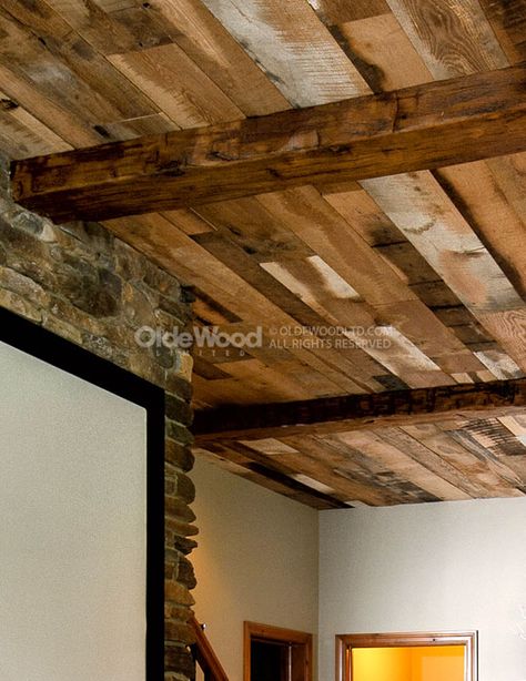 Barn Wood Ceiling, Hand Hewn Beams, Reclaimed Wood Beams, Barn Siding, Stone Shower, Wooden Barn, Wood Barn, Timber Beams, Timber Frame Homes