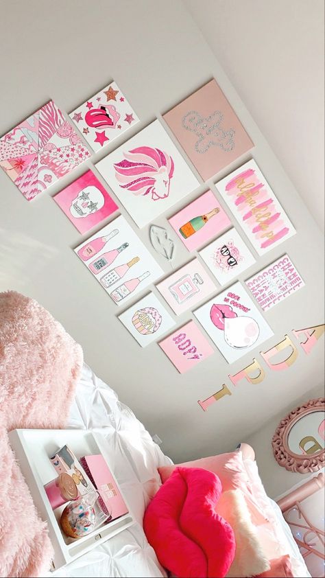 Dorm Canvas, Dorm Paintings, Sorority Room, Pink Dorm Rooms, Pink Dorm, College Dorm Room Decor, Sorority Canvas, Dorm Room Designs, Dorm Art