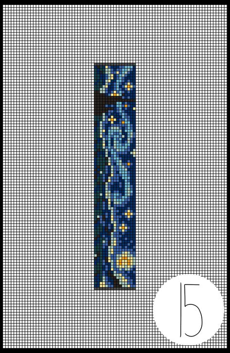 Starry Night Bracelet Pattern, Perler Bead Bookmarks Pattern Pixel Art, Miyuki Loom Pattern, 7 Row Bead Loom Patterns, Bead Loom Bookmark, Pixel Art Bracelet, Loom Beaded Bracelets Patterns, Bead Loom Bracelets Patterns Free, Beadlooming Patterns