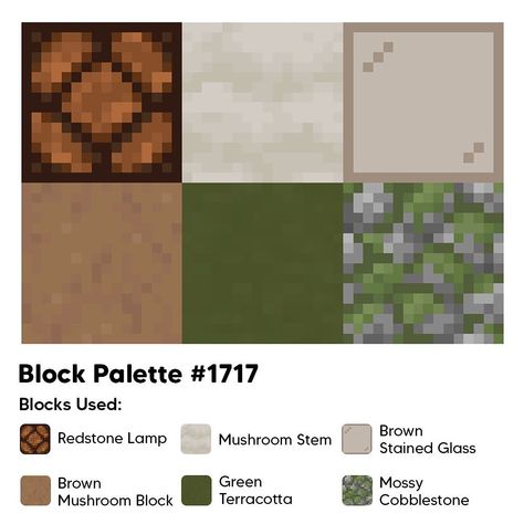 Block Palettes on Instagram: “Palette 1717 Find more Minecraft block palettes on our website! #minecraft #minecraftbuilds #minecrafthouses #minecraftideas…” Minecraft Green Color Palette, Minecraft Spruce Color Palette, Minecraft Journal Ideas, Minecraft Spruce Palette, Minecraft Building Palletes, Minecraft Redstone Lamp, Minecraft Color Palette, Minecraft Palettes, Minecraft Palette