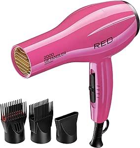 RED by KISS 2000 Ceramic Hair Dryer, Professional Salon Blow Dryer 3 Attachments Included, 2 Detangler Piks, 1 Air Concentrator (Pink) Curly Hair Pieces, Grease Hairstyles, Hair Relaxers, Hair Masque, Hair Color Shampoo, Ceramic Hair, Permanent Hair Dye, Keratin Hair, Flat Iron Hair Styles