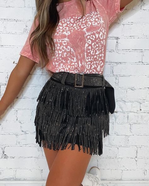 RESTOCKS💕😍 shop our fun and sparkly pieces today! #boutique #skirt #nashville #sparkly #rhinestones #fringeskirt #rhinestonepieces #sparklyoutfits #birthdayoutfits #nashvilleoutfits #outfits Cowgirl Bachelorette Party Outfits, Fringe Skirt Outfit, Sparkly Outfits, Rhinestone Fringe, Midsize Fashion, Nashville Outfits, Rodeo Outfits, Bachelorette Outfits, Country Concert Outfit