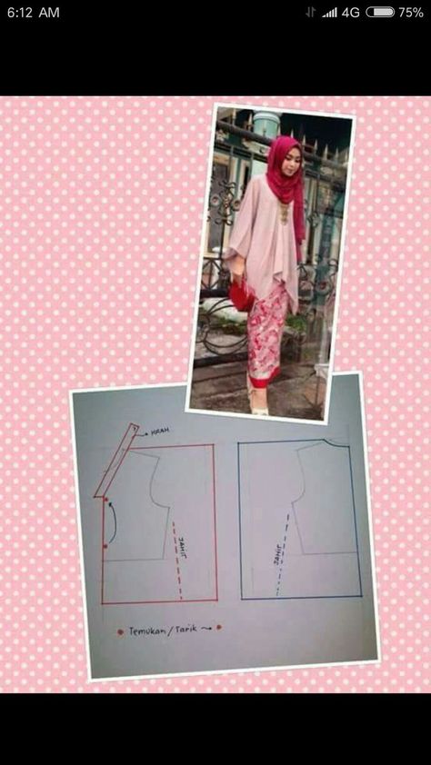 Abaya Pattern, Blouse Pattern Sewing, Diy Sewing Pattern, Fashion 3D6 Womens Dress Pattern Free, Sewing Patterns Shirt, Pola Kebaya, Pola Dress, Pola Blus, Corak Menjahit, Kebaya Kondangan, Dress Sewing Patterns Free, Sewing Patterns Free Women