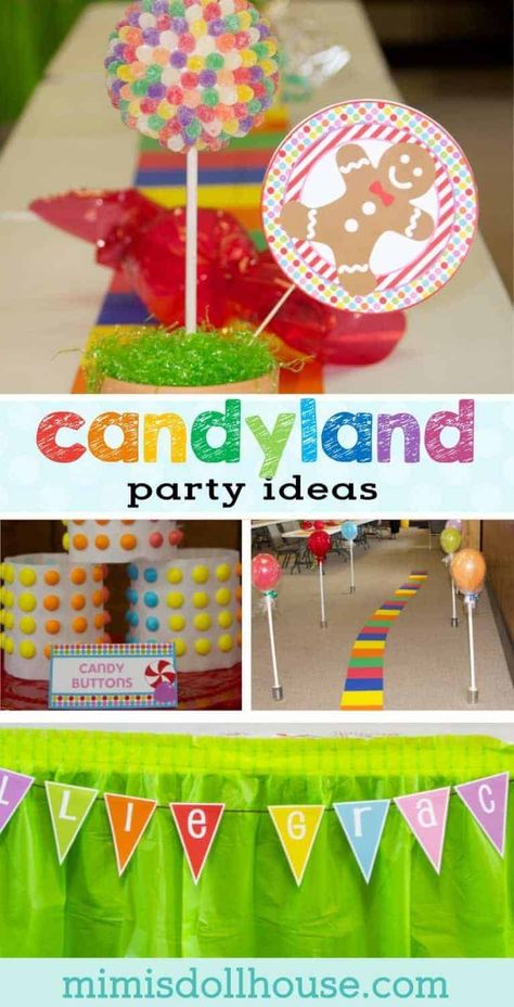 Candyland Party: Ellie and Amelia's Sweet Event.  Through gumdrop trees and over chocolate rivers...it's a candy land party Be sure to check out all our Candyland Party Ideas. #candyland #candy #party #partyideas #parties #birthday Candy Land Party Ideas, Candyland Party Ideas, Candy Land Party, Candy Theme Birthday Party, Candy Land Birthday Party, Party Ideas For Kids, Candyland Birthday, Candyland Party, Candy Theme