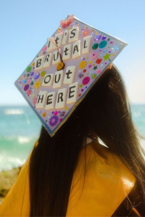 graduation cap decoration supplies High School Graduation Cap Designs, College Grad Cap Ideas, Graduation Cap Decoration Diy, High School Graduation Cap, College Graduation Cap Decoration, Grad Cap Designs, Diy Graduation Cap, Graduation Party Ideas, College Graduation Parties