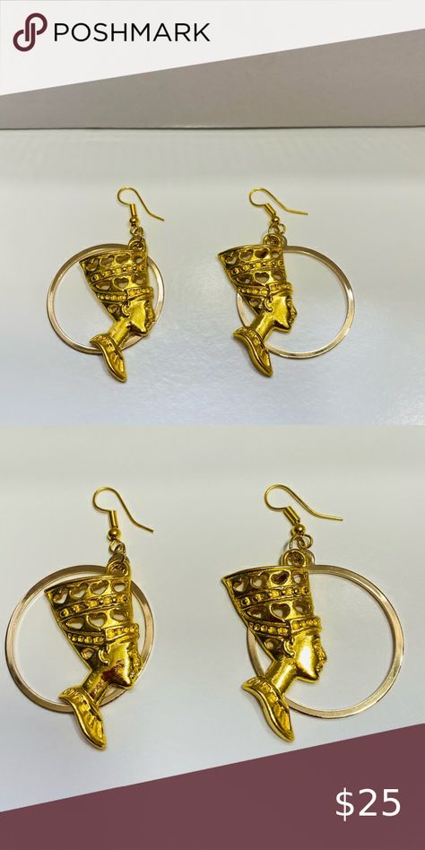 Egyptian queen Nefertiti earrings Nefertiti Earrings, Egyptian Queen Nefertiti, Queen Nefertiti, Egyptian Queen, Queen, Shop My, Closet