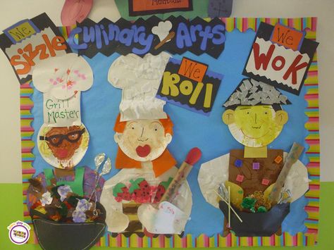 Culinary Arts at TLE! Arts Bulletin Board Ideas, Subject Design Ideas, Cookery Design, Design Notebook Ideas, Subject Design, Creative Bulletin Boards, Art Bulletin Boards, Classroom Rules Poster, Design Notebook