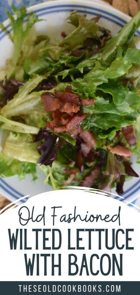 Grandma's Wilted Lettuce Recipe - These Old Cookbooks Wilted Lettuce Salad Bacon Dressing, Fresh Garden Lettuce Salad Recipes, Lettuce Dressing Recipe, Fresh Lettuce Recipes, Garden Lettuce Recipes, Amish Vegetable Recipes, Creamed Lettuce Recipe, Wilted Lettuce Salad Bacon Recipe, Garden Lettuce Salad Recipes