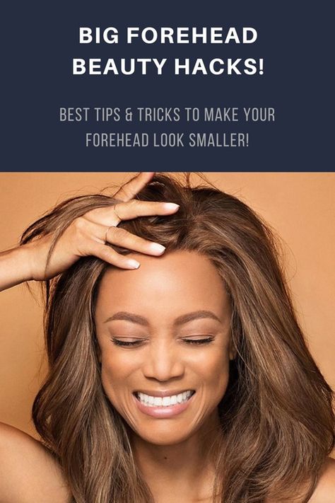 Do you have a big forehead and want to conceal it? We show you tips & tricks to make your forehead look smaller. #bigforehead #makeuptips #makeuptricks #beautyhacks Bangs For A High Forehead, Hair For Wide Forehead, Box Braids For Big Foreheads, Hairstyles For A High Forehead, How To Have A Small Forehead, Good Hairstyles For Big Foreheads, Big Forehead Tips Hairstyles, Best Haircut For High Forehead, Long Bangs For Big Forehead