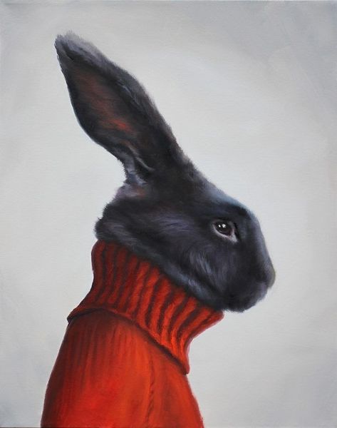 Richard Ahnert Art Rabbit, Portraits Art, Arte Peculiar, Carpet Ideas, Black Rabbit, Animal Portraits Art, 4 By 4, Animal Portraits, Trending Pins