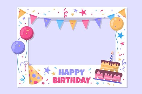 Frames Design Graphic, Classroom Pictures, Border Templates, Birthday Collage, Happy Birthday Template, Happy Birthday Frame, Birthday Posts, Birthday Frames, Happy Birthday Balloons