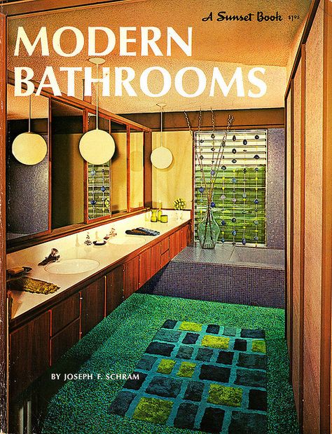 Modern Bathrooms, 1968, Sunset Book Mid Century Modern Bathroom Design, Best Bathrooms, Sunset Book, Henry Hill, Retro Rooms, Modern Bathroom Design Ideas, Mid Century Modern Interior Design, Mid Century Modern Bathroom, Mid Century Bathroom