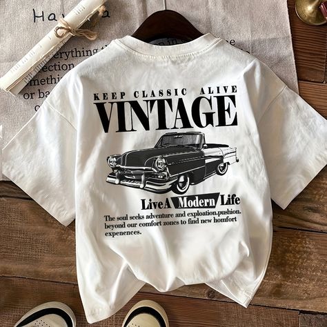 Faster shipping. Better service Vintage Auto's, Vintage Letters, Casual Summer Wear, Plus Size Vintage, Casual Summer Tops, Top For Summer, Vintage Women, Knitted Tshirt, Casual Top