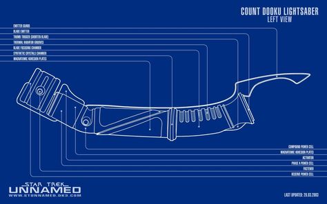 Count Dooku Lightsaber Schematic � Left View Dooku Lightsaber, Lightsaber Drawing, Count Dooku Lightsaber, Lightsaber Ideas, Count Dooku, Star Wars Light Saber, Lightsaber, Tattoo Idea, Geek Stuff