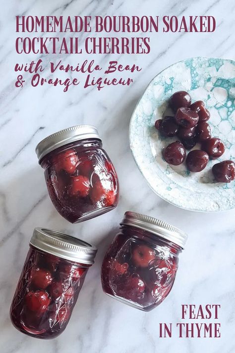 Cocktail Cherries, Homemade Bourbon, Bourbon Cherries, Liquor Recipes, Cherry Cocktail, Orange Liqueur, Homemade Cocktails, Liqueurs Recipes, Christmas Homemade