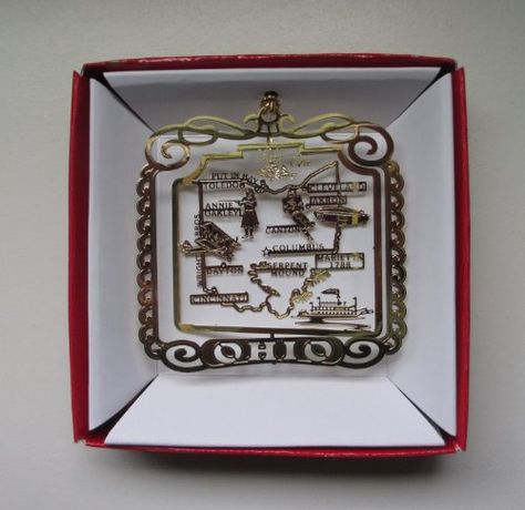 Ohio State Brass Christmas ORNAMENT Souvenir Gift -- Click on the image for additional details. (This is an affiliate link) #Ornaments Ohio State Christmas, Serpent Mound Ohio, Ohio State Ornaments, Wright Brothers Airplane, Serpent Mound, Brass Christmas Ornaments, State Christmas Ornaments, Put In Bay, Brass Christmas