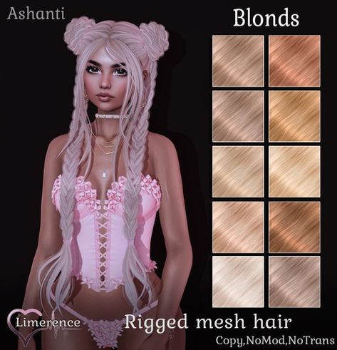 Second Life Marketplace - {Limerence} Ashanti hair-Blonds Second Life Hair, How To Buy Land, Second Life, Blonde, Mesh, Hair