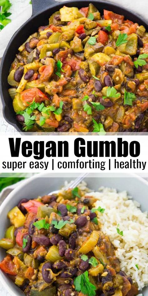 Healthy Dinner Vegan, Vegan Gumbo, Dinner Vegan, Okra Recipes, Idee Pasto Sano, Taco Bell, Vegetarian Recipes Healthy, Kidney Beans, Vegan Dinner Recipes